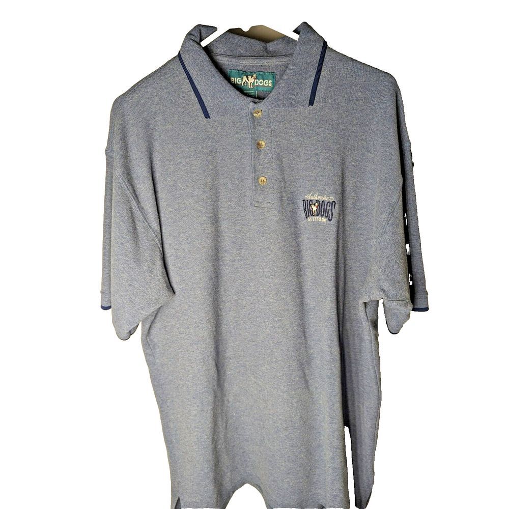 BIG DOGS Men's Polo Short Sleeve Shirt‎ XL Extra Large Blue VTG